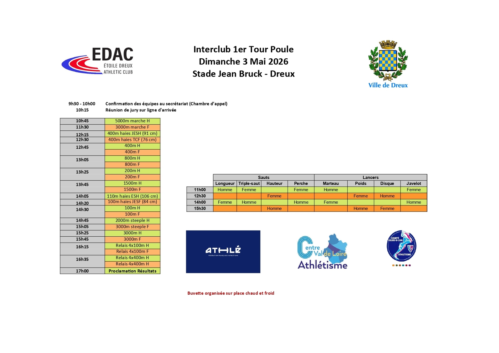 Inscriptions interclubs - 1er tour à Dreux le 03/05