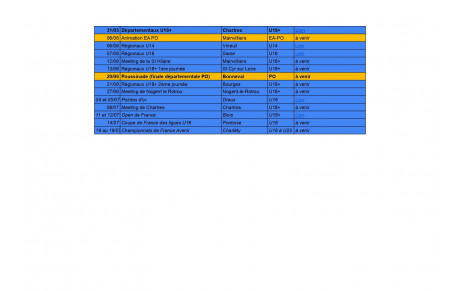 Calendrier compétitions estivales piste 2026 - (à jour)
