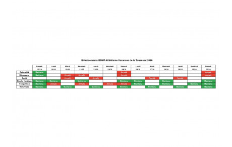 Planning vacances de la Toussaint 2026