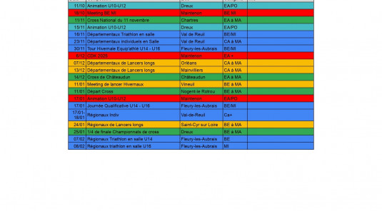 CALENDRIER COMPETITION